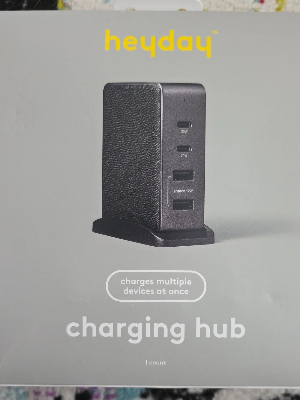 heyday Black Multi-Port Charging Hub with Stand